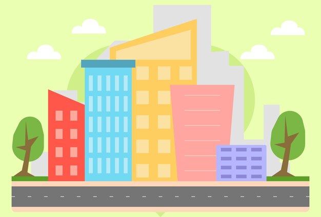 Ilustração do conceito do edifício de escritórios Desdign elegante e bonito