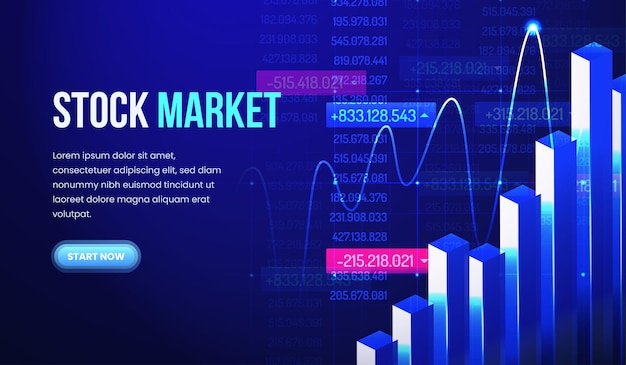 Ilustração do conceito do mercado de ações perfeita para a página de destino do negócio de investimento financeiro