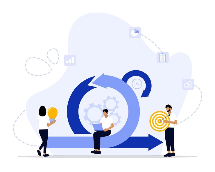 Vetor ilustração do conceito do método scrum