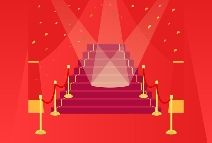 Ilustração do conceito do tapete vermelho elegante e bonita
