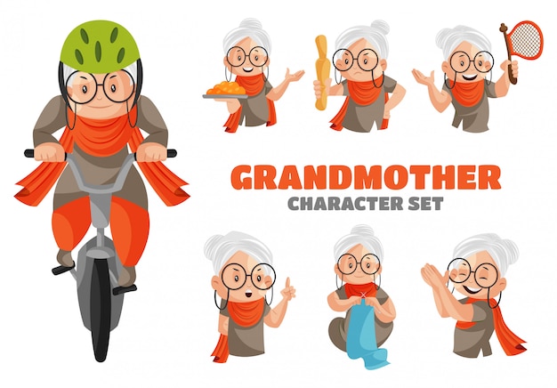 Vetor ilustração do conjunto de caracteres da avó