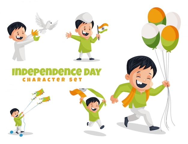 Ilustração do conjunto de caracteres do dia da independência