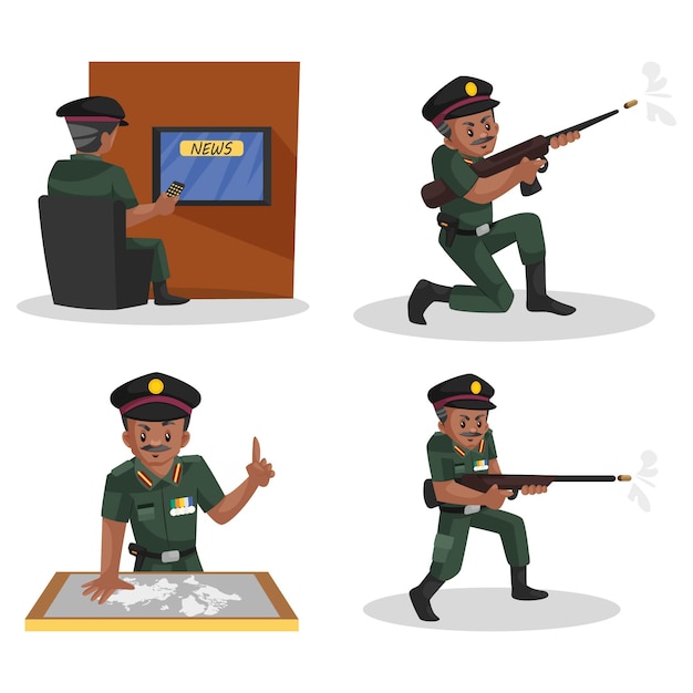 Ilustração do conjunto de caracteres do Exército Indiano