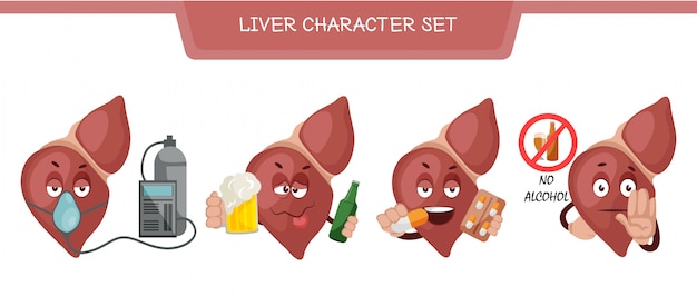 Ilustração do conjunto de caracteres do fígado