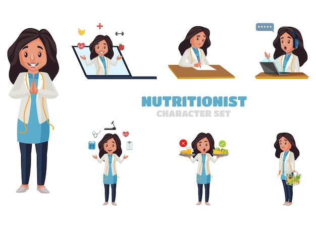 Vetor ilustração do conjunto de caracteres nutricionista