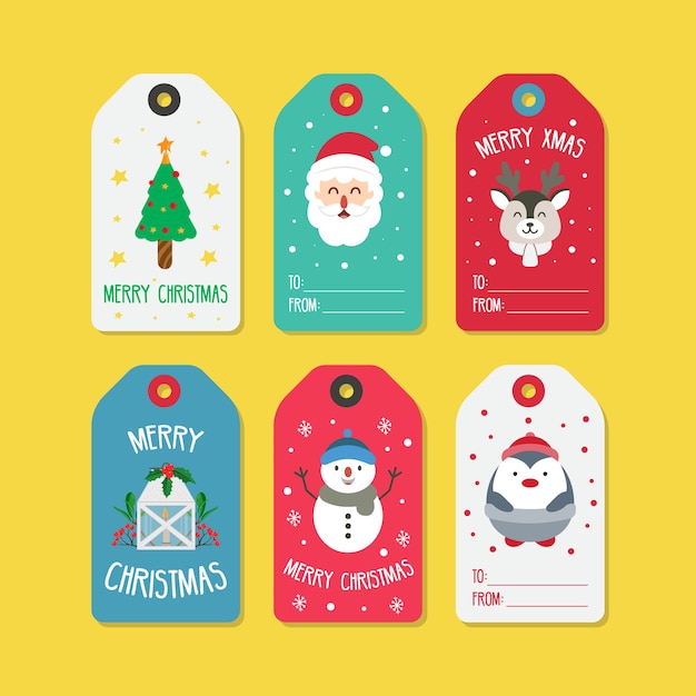 Ilustração do conjunto de etiquetas de Natal