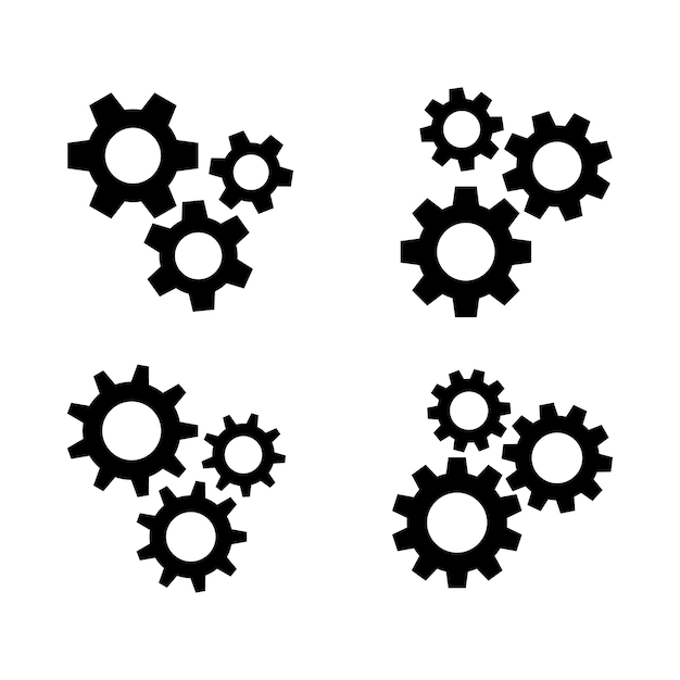 Ilustração do conjunto de ícones da engrenagem de configuração vetorial