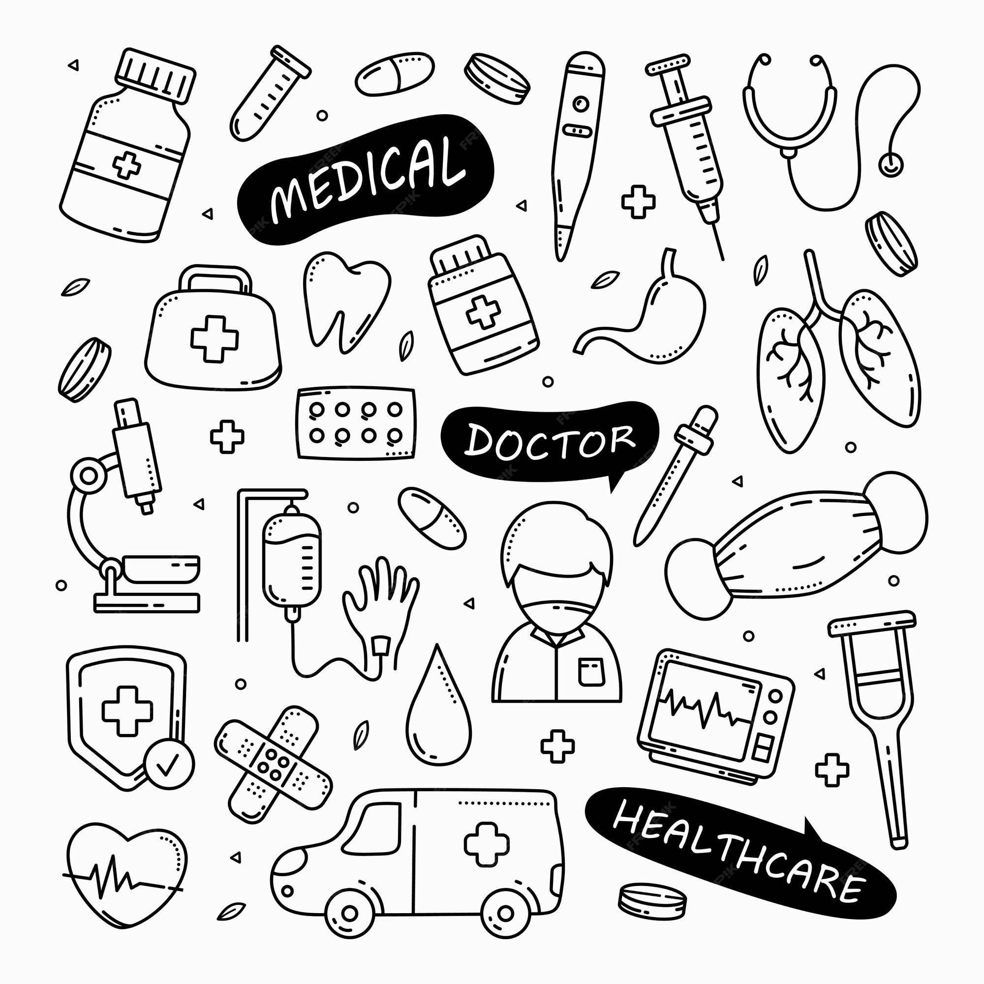 Fundo Sem Emenda Dos Ícones Do Doodle Dos Cuidados Médicos, Vetor Royalty  Free SVG, Cliparts, Vetores, e Ilustrações Stock. Image 44901586