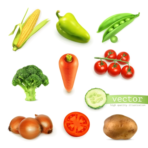 Ilustração do conjunto de vegetais