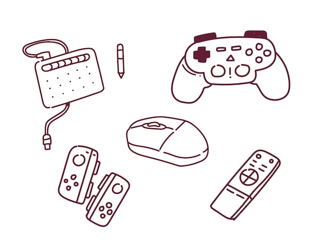 Vetor ilustração do console do jogo. estilo doodle de console de jogo