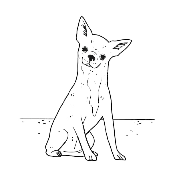 Ilustração do contorno do cão desenhada à mão