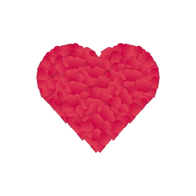 Ilustração do coração do dia dos namorados feito com ilustração vetorial de corações