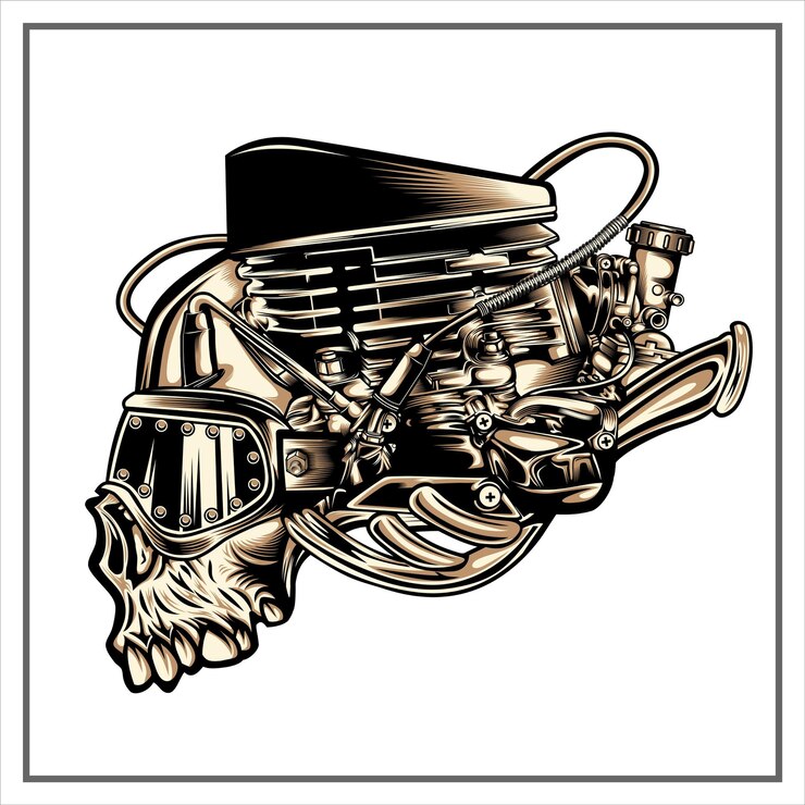Vetor ilustração do crânio steampunk