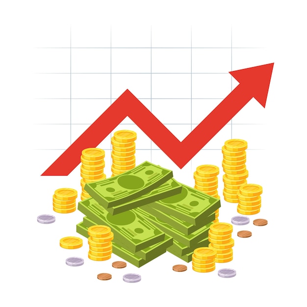 Ilustração do crescimento do valor de economia dos desenhos animados