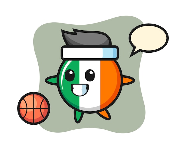 Ilustração do desenho do distintivo da bandeira da irlanda está jogando basquete