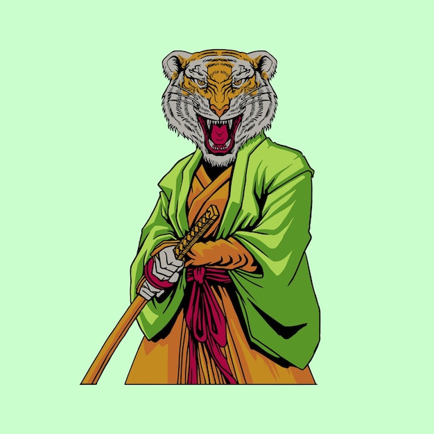 Ilustração do desenho do tigre samurai