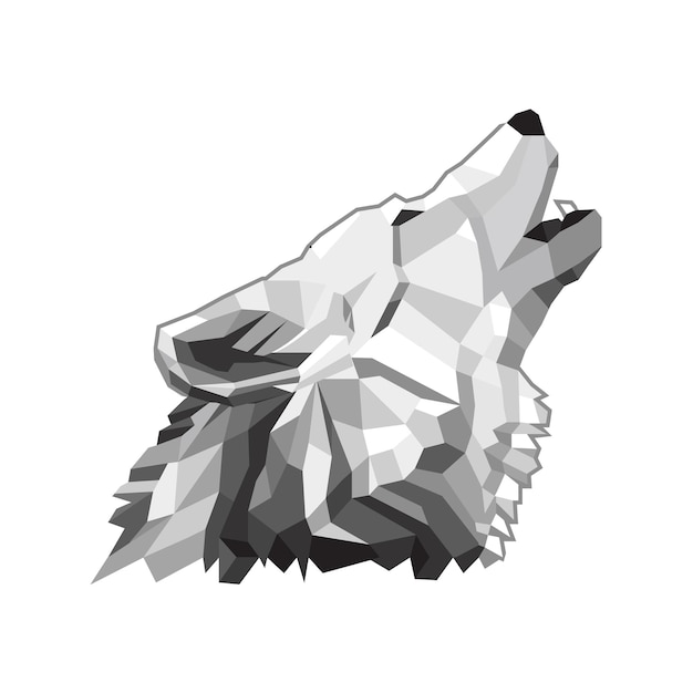 Ilustração do desenho vetorial da cabeça lateral wolf lowpoly, boa para o desenho de camisetas