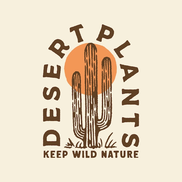 Vetor ilustração do deserto cactus gráfico design selvagem natureza logotipo vintage