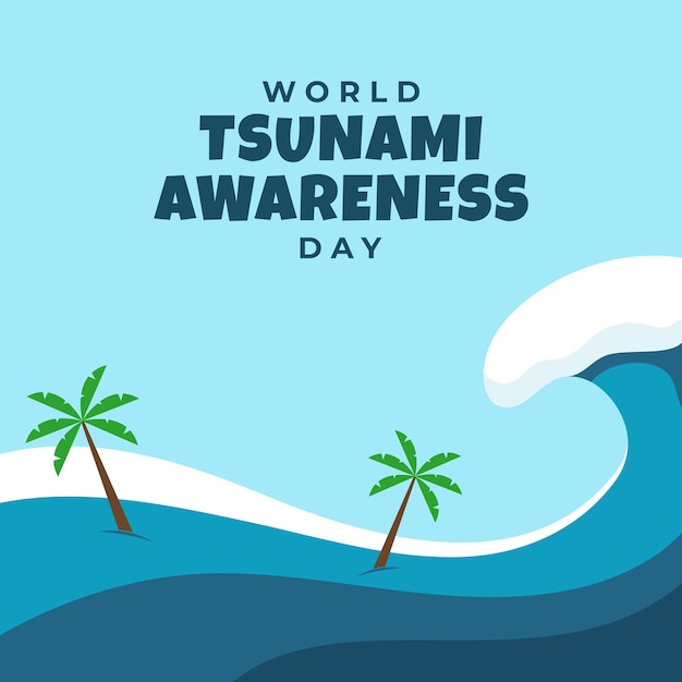 Ilustração do design do banner do Dia Mundial de Conscientização sobre o Tsunami