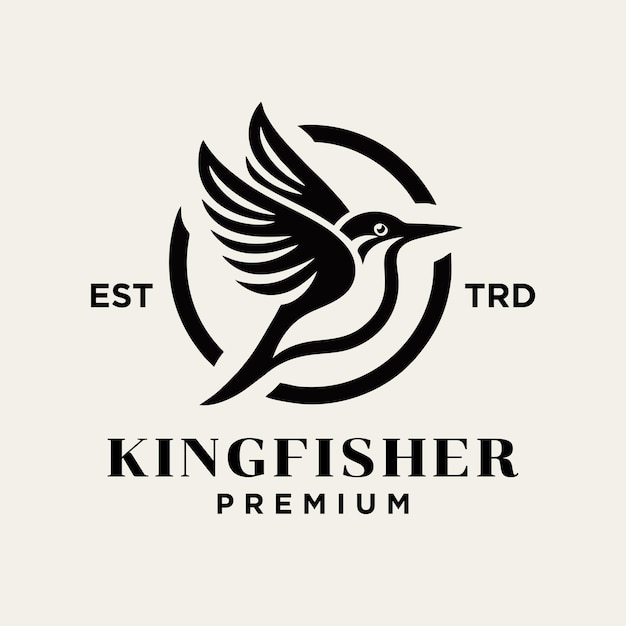 Vetor ilustração do design do ícone do logotipo do pássaro kingfisher