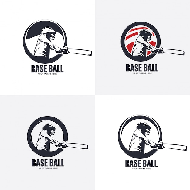 Ilustração do design do logotipo da bola base, silhueta do beisebol