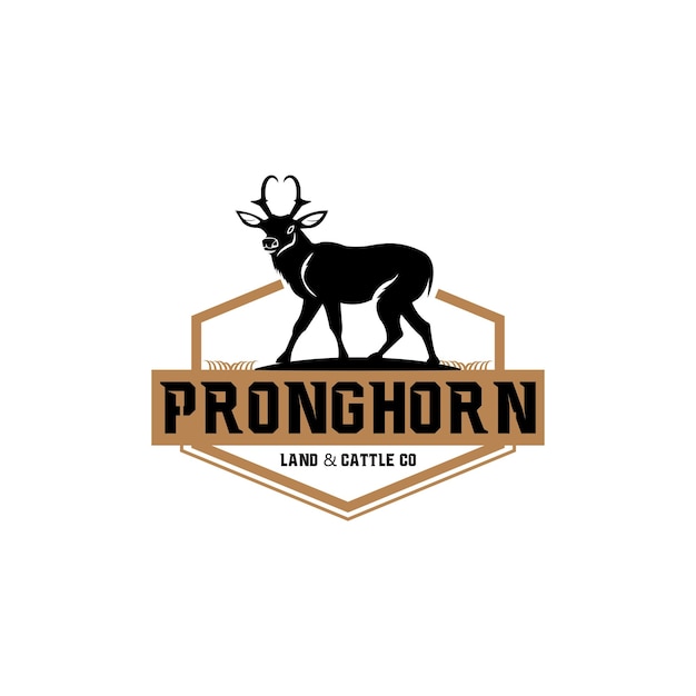 Vetor ilustração do design do logotipo da fazenda pronghorn