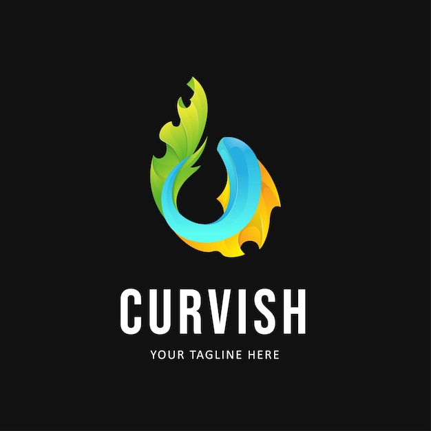Ilustração do design do logotipo de peixes coloridos