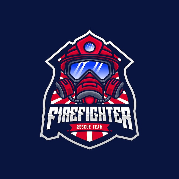 Vetor ilustração do design do logotipo do mascote dos bombeiros para a equipe de resgate