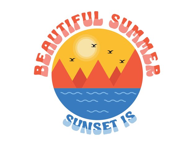 Ilustração do design plano do logotipo da praia de verão