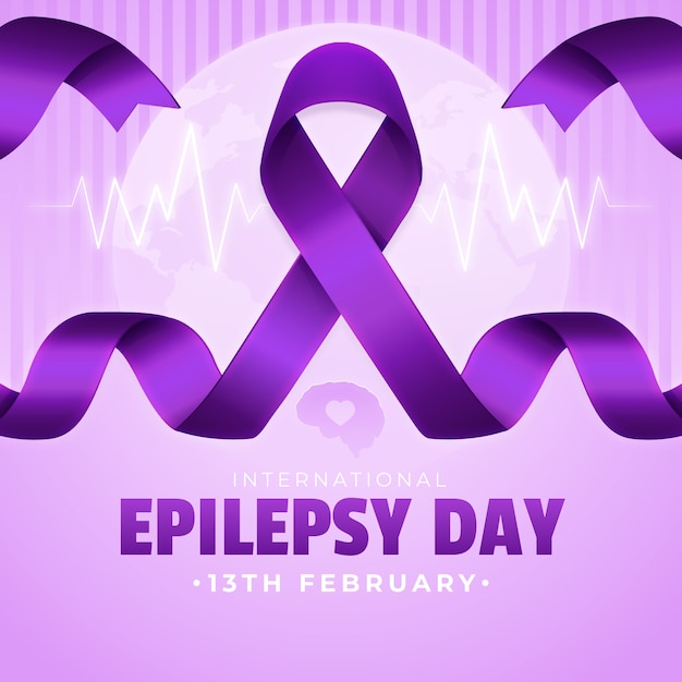 Vetor ilustração do dia da epilepsia gradiente com fita