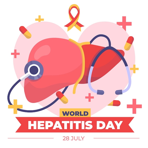 Ilustração do dia da hepatite no mundo plano