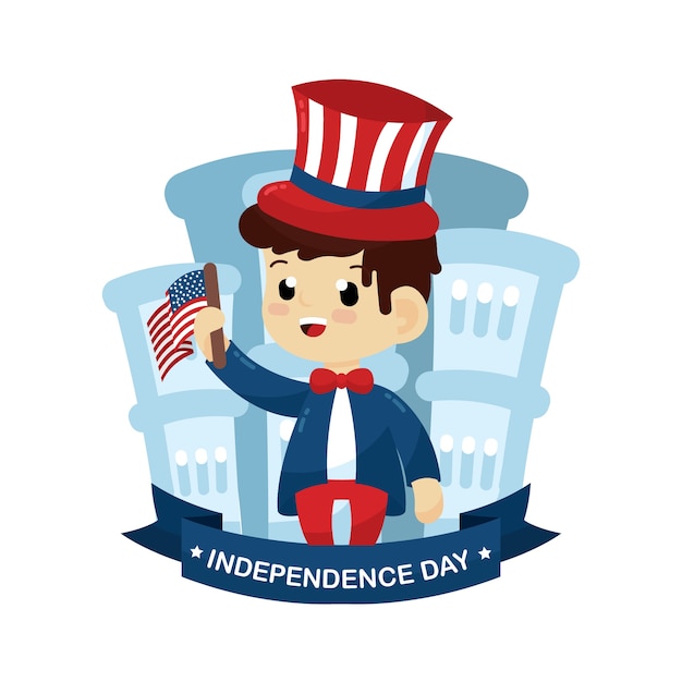 Ilustração do dia da independência com elementos americanos