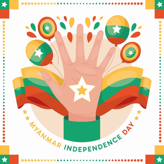 Ilustração do dia da independência de Mianmar
