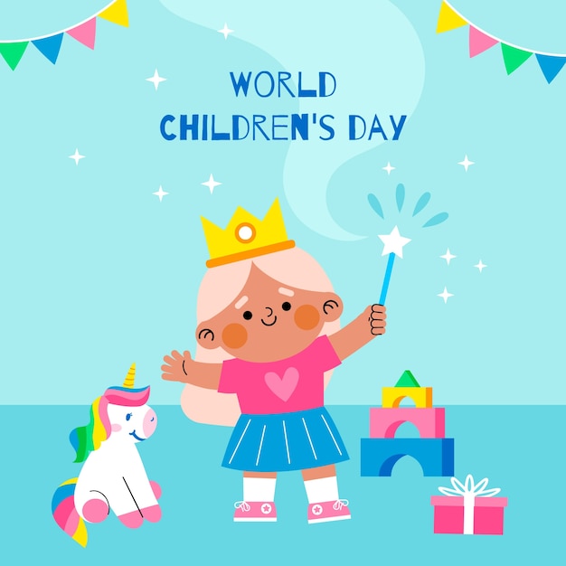 Ilustração do dia das crianças do mundo plano