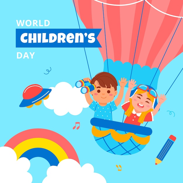 Ilustração do dia das crianças do mundo plano