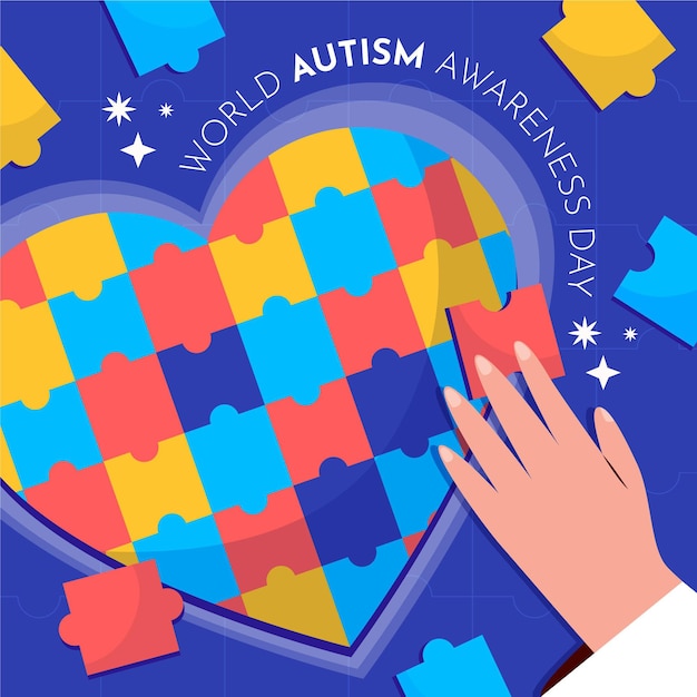 Ilustração do dia de consciência do autismo no mundo plano