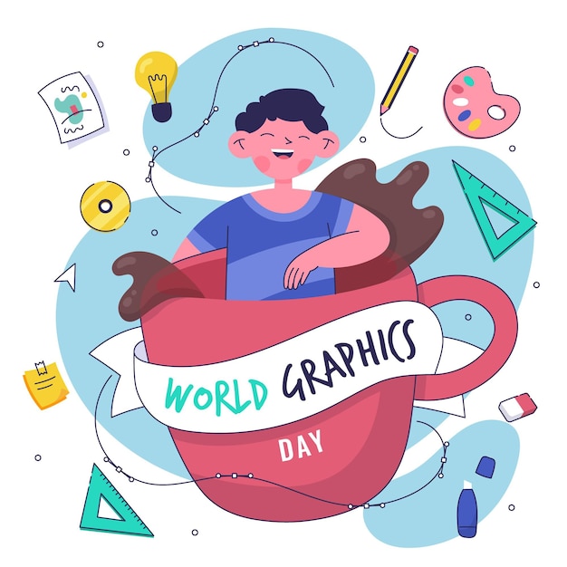 Ilustração do dia de gráficos do mundo desenhado à mão