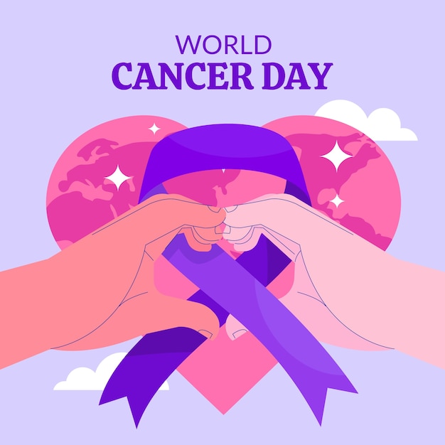 Ilustração do dia do câncer no mundo plano