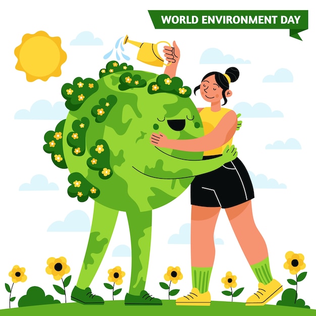 Ilustração do dia do meio ambiente no mundo plano