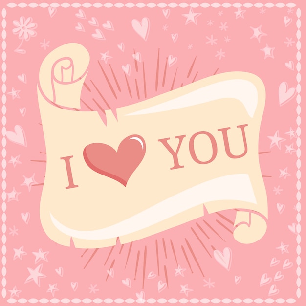 Ilustração do Dia dos Namorados com Scroll, Hearts and Border