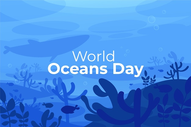 Vetor ilustração do dia dos oceanos do mundo plano orgânico