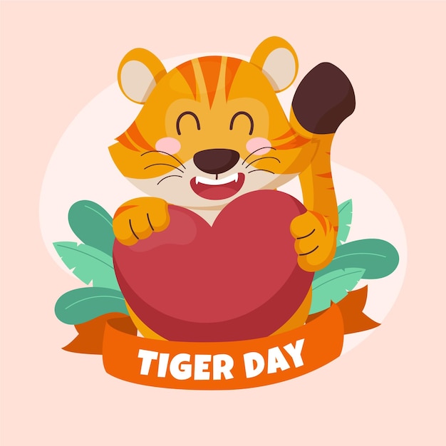 Vetor ilustração do dia global do tigre desenhada à mão