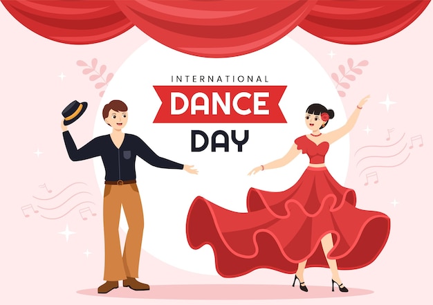 Ilustração do dia internacional da dança com dança profissional atuando em modelos de página de aterrissagem