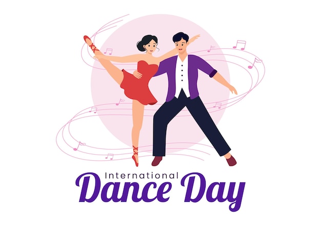 Vetor ilustração do dia internacional da dança em 29 de abril com dança profissional no palco