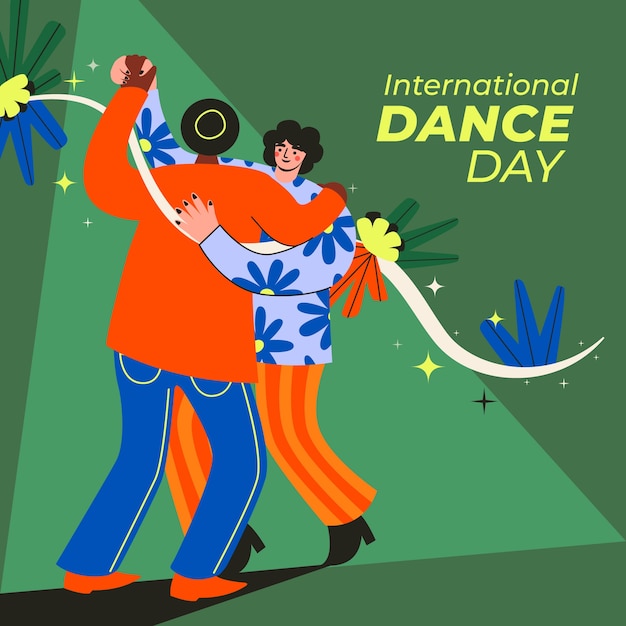 Vetor ilustração do dia internacional da dança plana