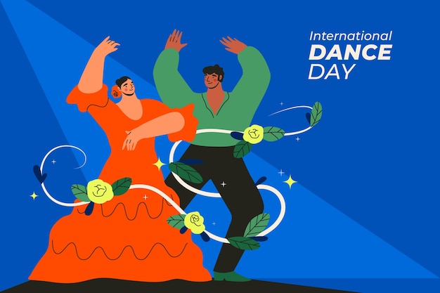 Vetor ilustração do dia internacional da dança plana