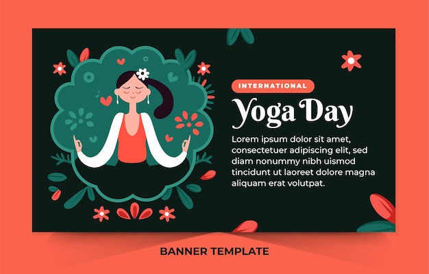Ilustração do dia internacional da ioga para o modelo de design de banner