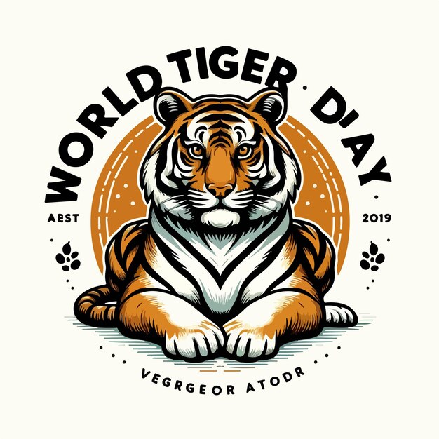 Vetor ilustração do dia internacional do tigre estilo de desenho animado isolado no conceito de tigre global branco