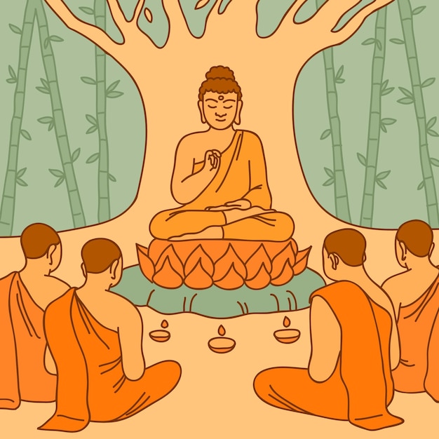 Vetor ilustração do dia makha bucha desenhada à mão