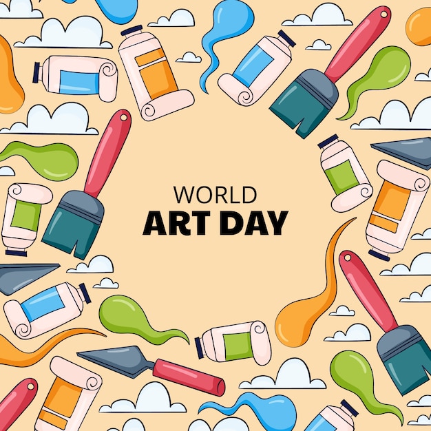 Vetor ilustração do dia mundial da arte desenhada à mão